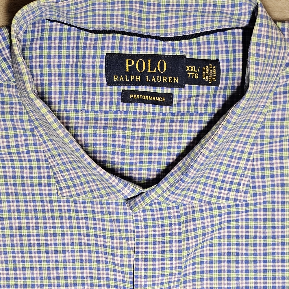 Polo Ralph Lauren Performance lightweight Button Up Shirt XXL Colorful‎ Plaid.